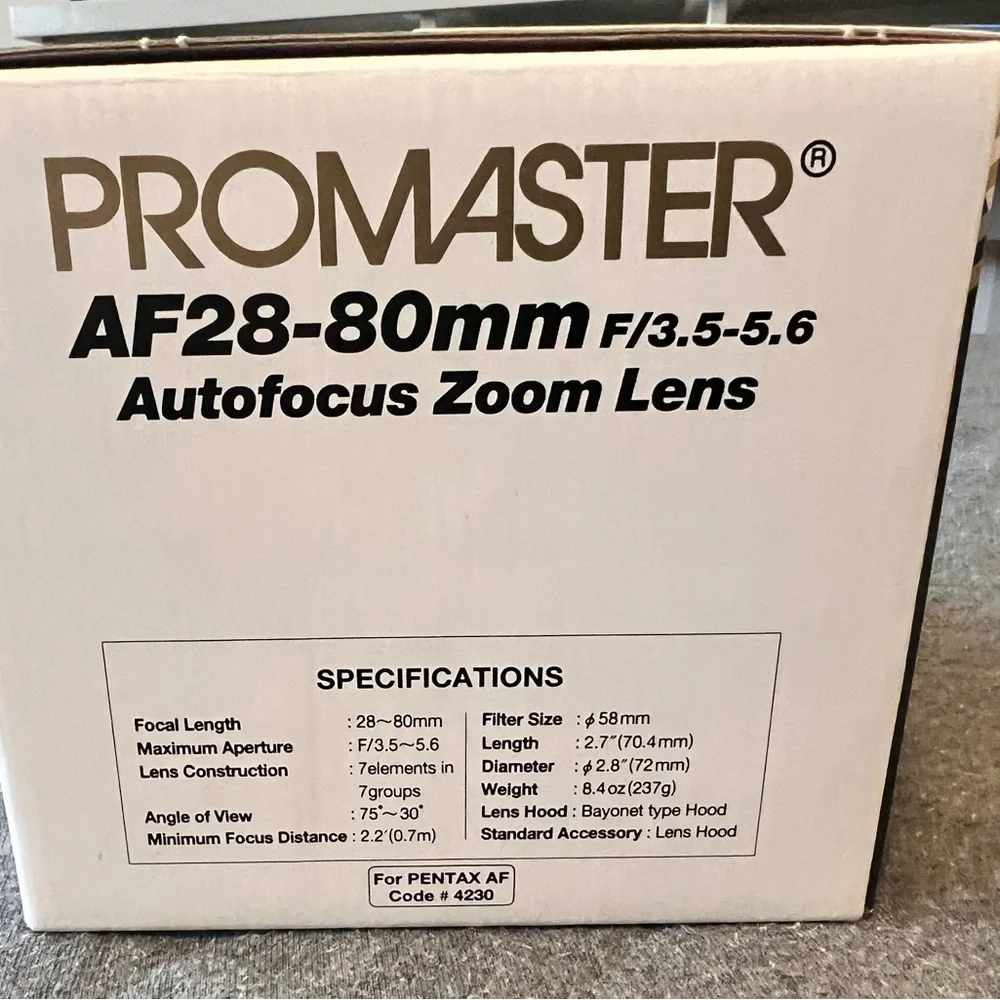 Promaster Spectrum 7 AF 28-80mm F/3.5-5.6 Autofocus Zoom Len for Pantex Camera